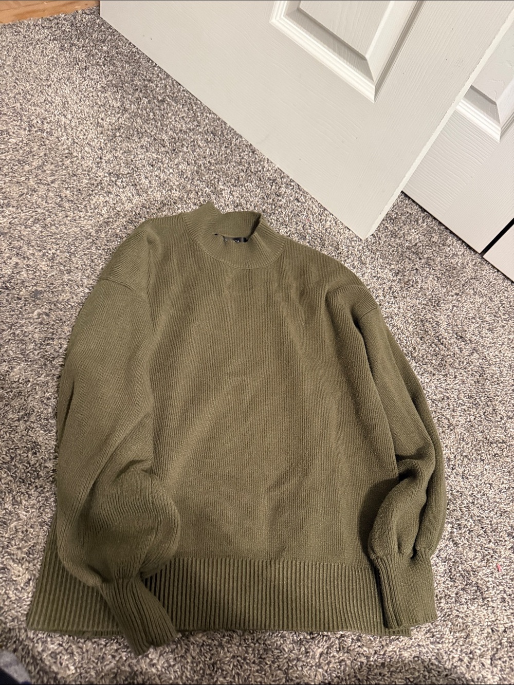 women’s Olive Green Mock Neck Knit Sweater